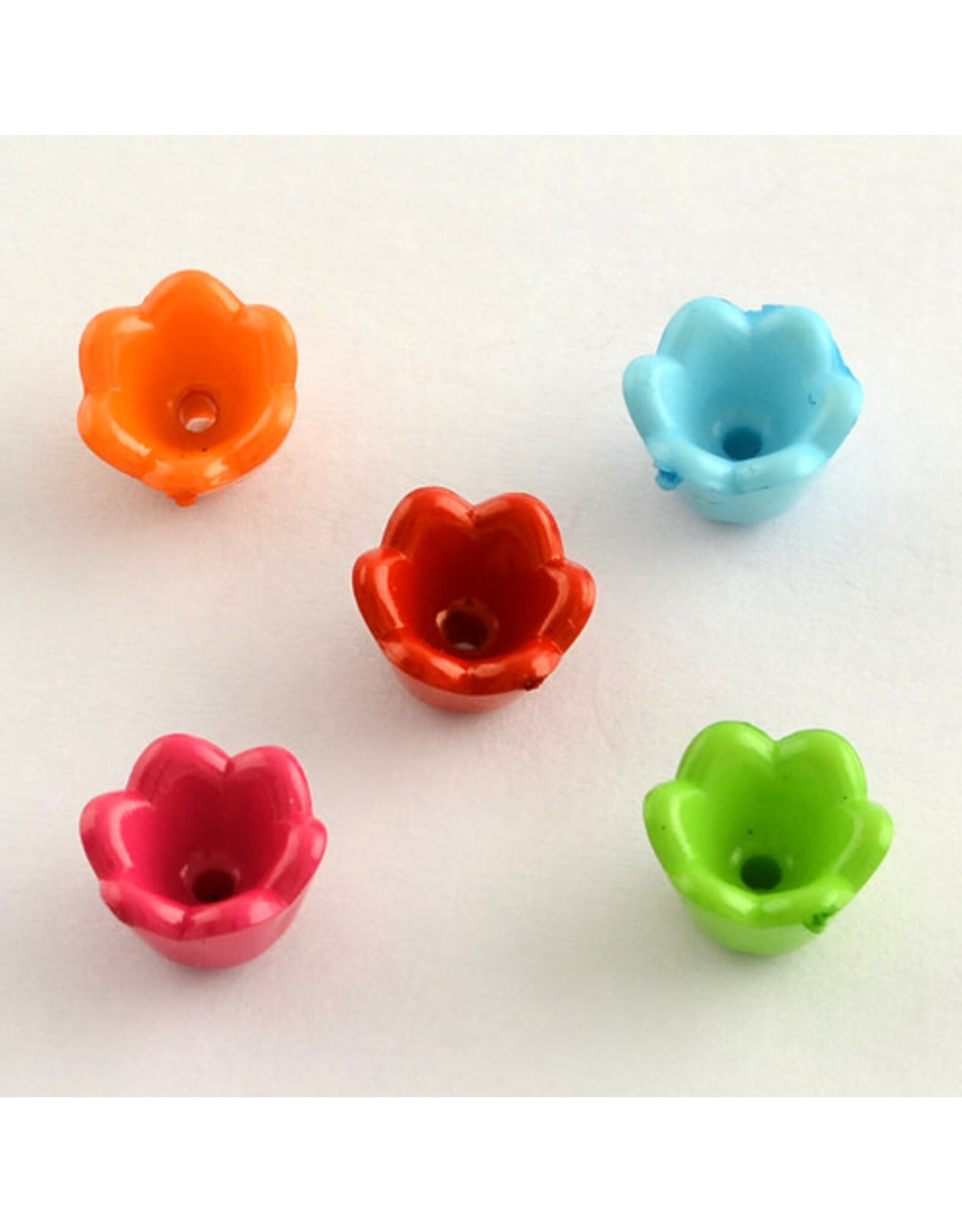 7x9mm Acrylic Bell Flower Cap Opaque Mix  x100