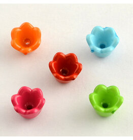 7x9mm Acrylic Bell Flower Cap Opaque Mix  x100