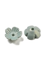 11mm Acrylic Flower  Opaque Blue Gold  x100