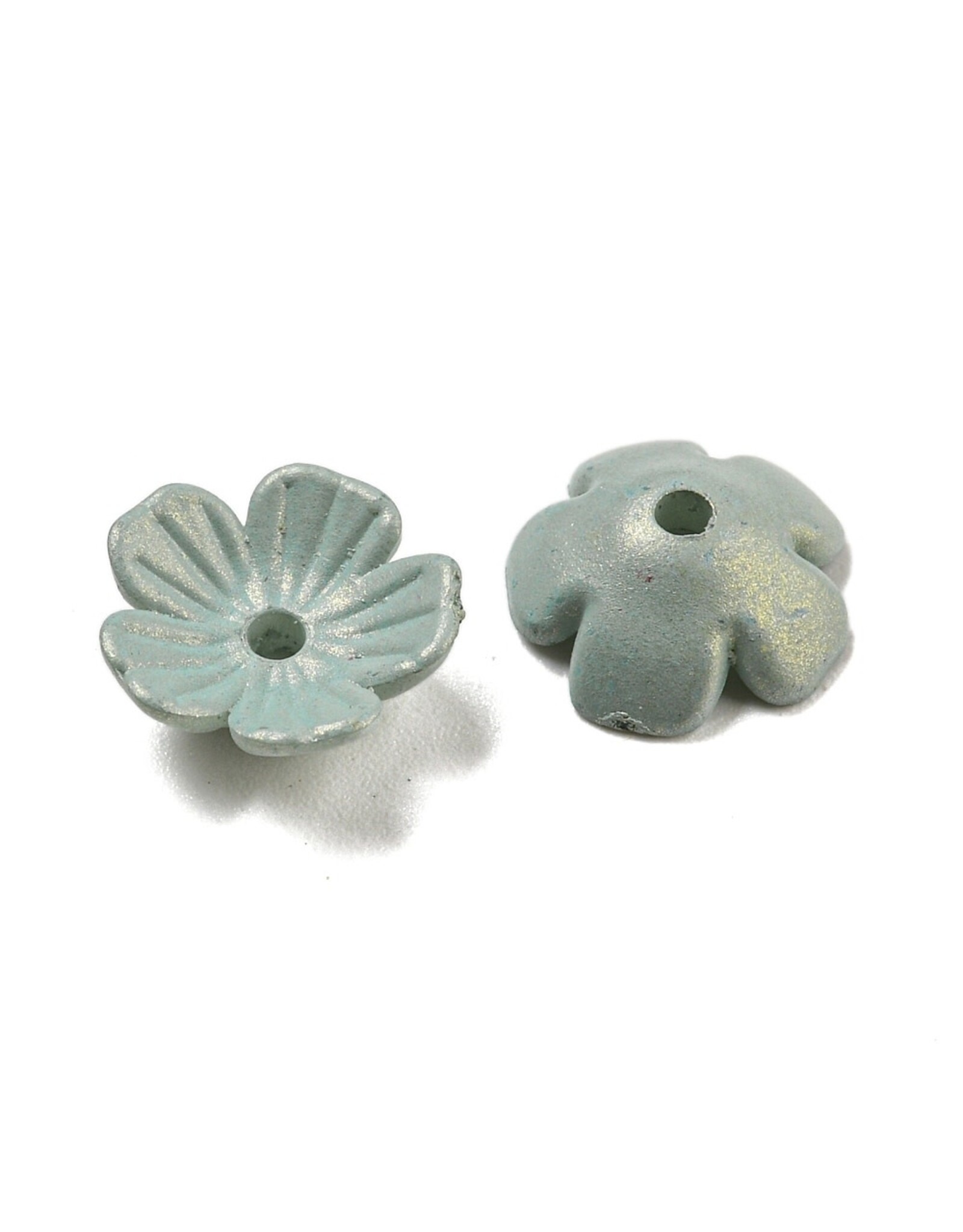 11mm Acrylic Flower  Opaque Blue Gold  x100