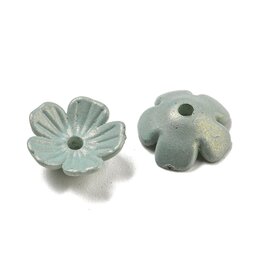 11mm Acrylic Flower  Opaque Blue Gold  x100
