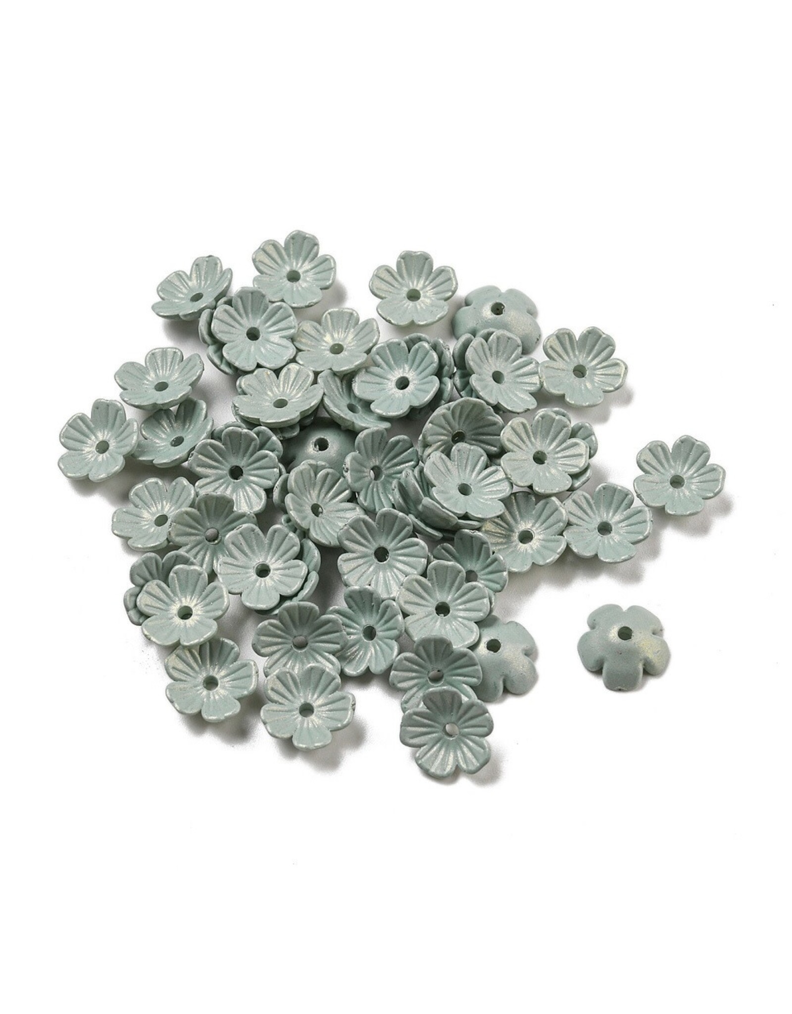11mm Acrylic Flower  Opaque Blue Gold  x100
