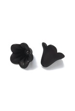 14x10mm Acrylic Bell Flower  Jet Black  x50
