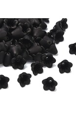 14x10mm Acrylic Bell Flower  Jet Black  x50