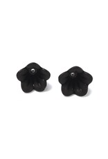 14x10mm Acrylic Bell Flower  Jet Black  x50