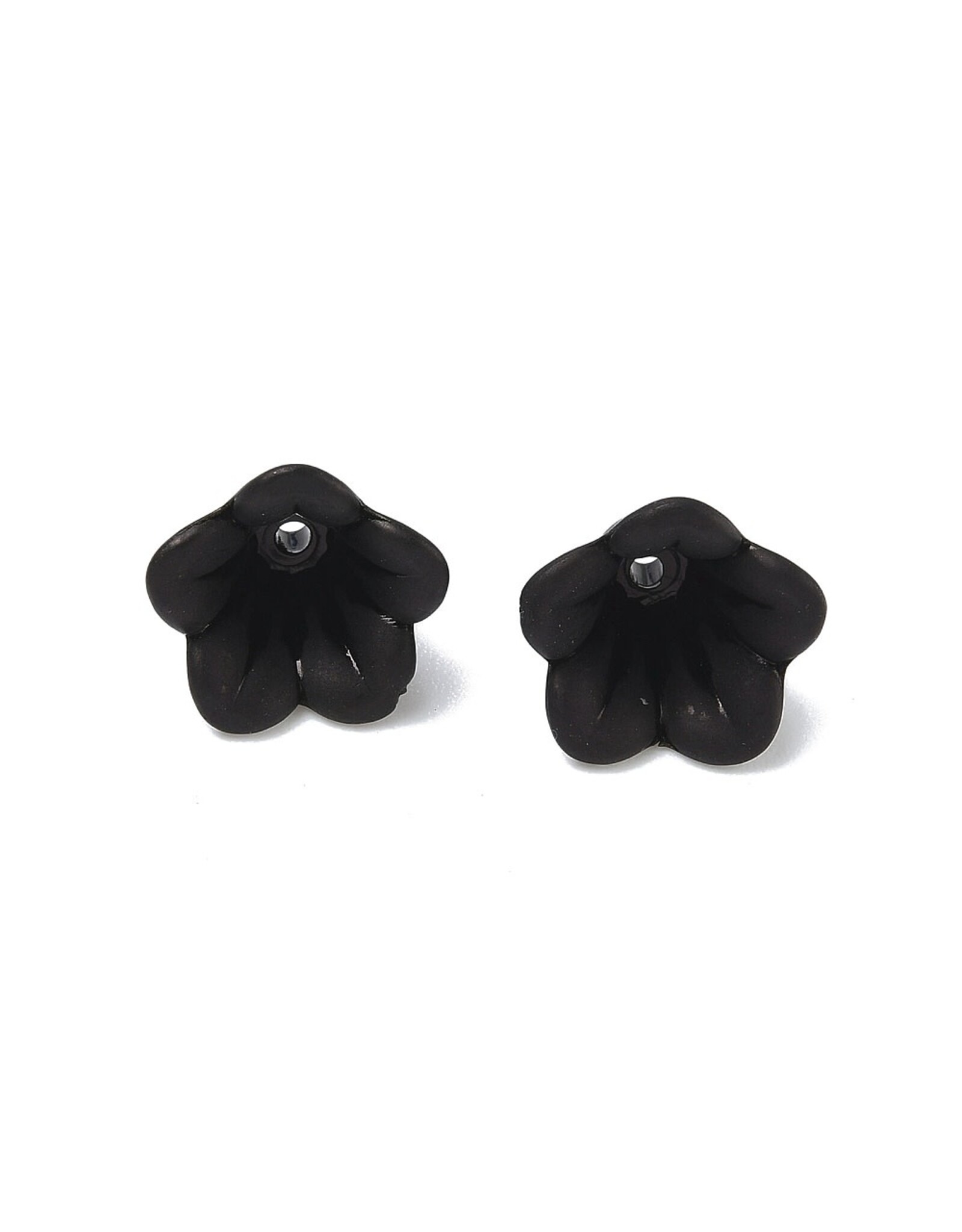 14x10mm Acrylic Bell Flower  Jet Black  x50