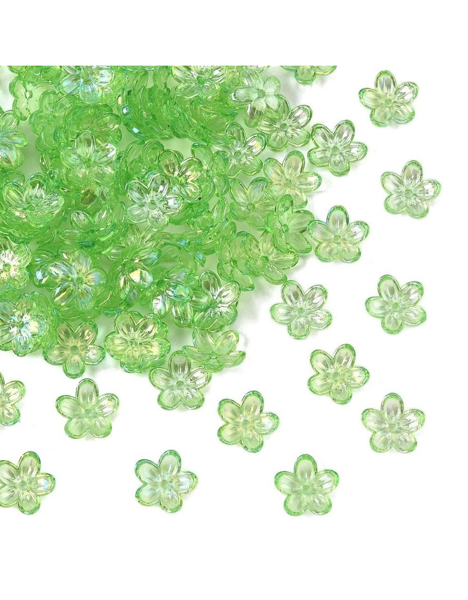 12mm Acrylic Flower  Green AB  x50