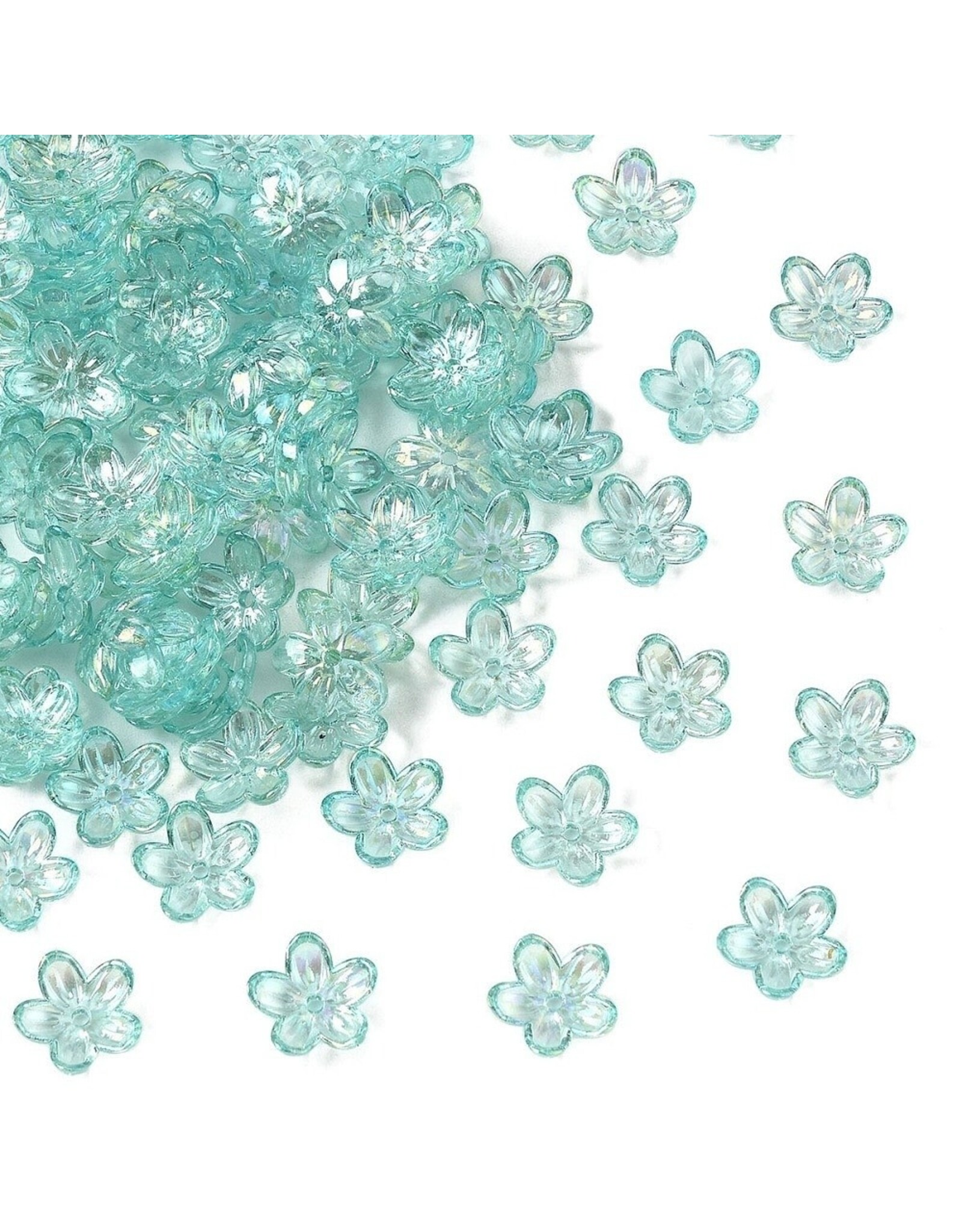 12mm Acrylic Flower Aqua AB  x50