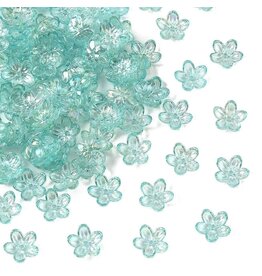 12mm Acrylic Flower Aqua AB  x50