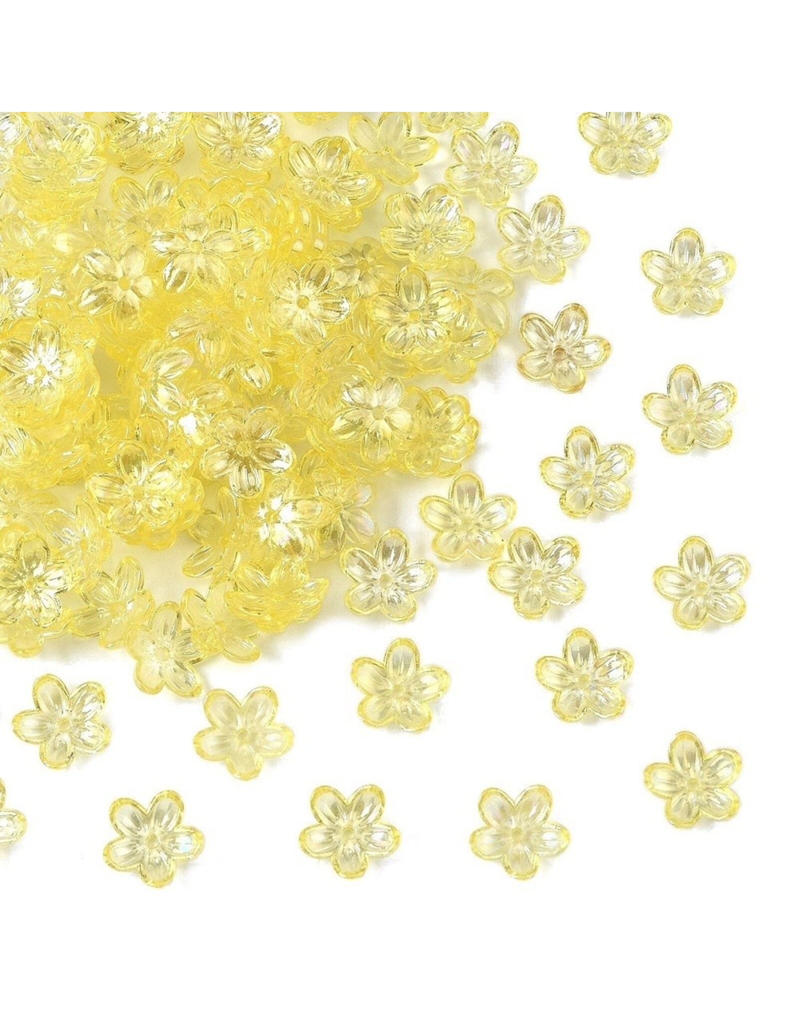 12mm Acrylic Flower Yellow AB  x50