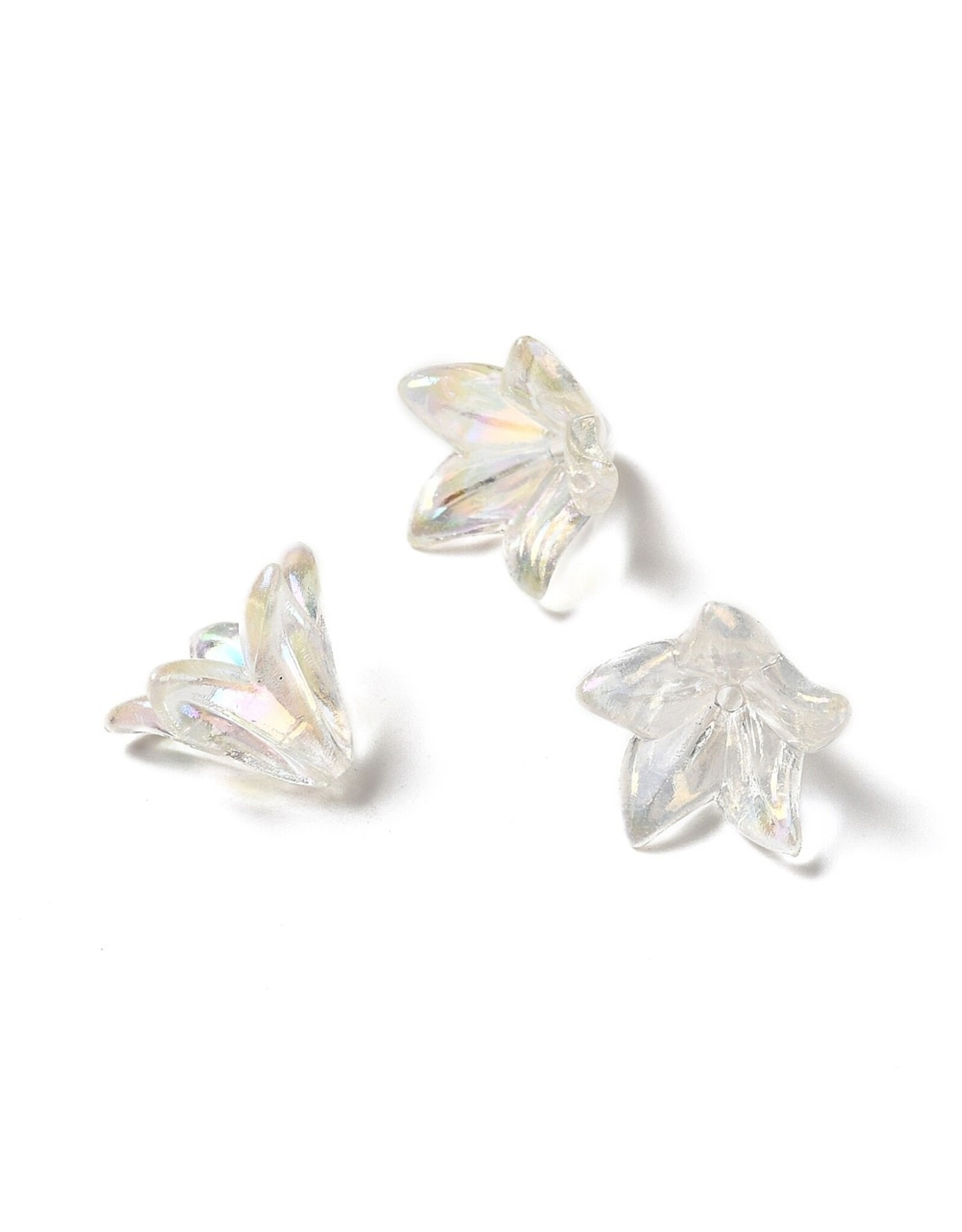 16x12mm Acrylic Lily Flower  Clear AB  x15 Pair