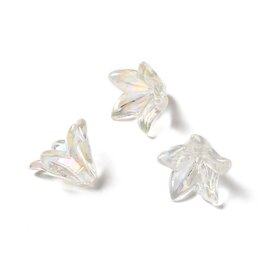 16x12mm Acrylic Lily Flower  Clear AB  x15 Pair