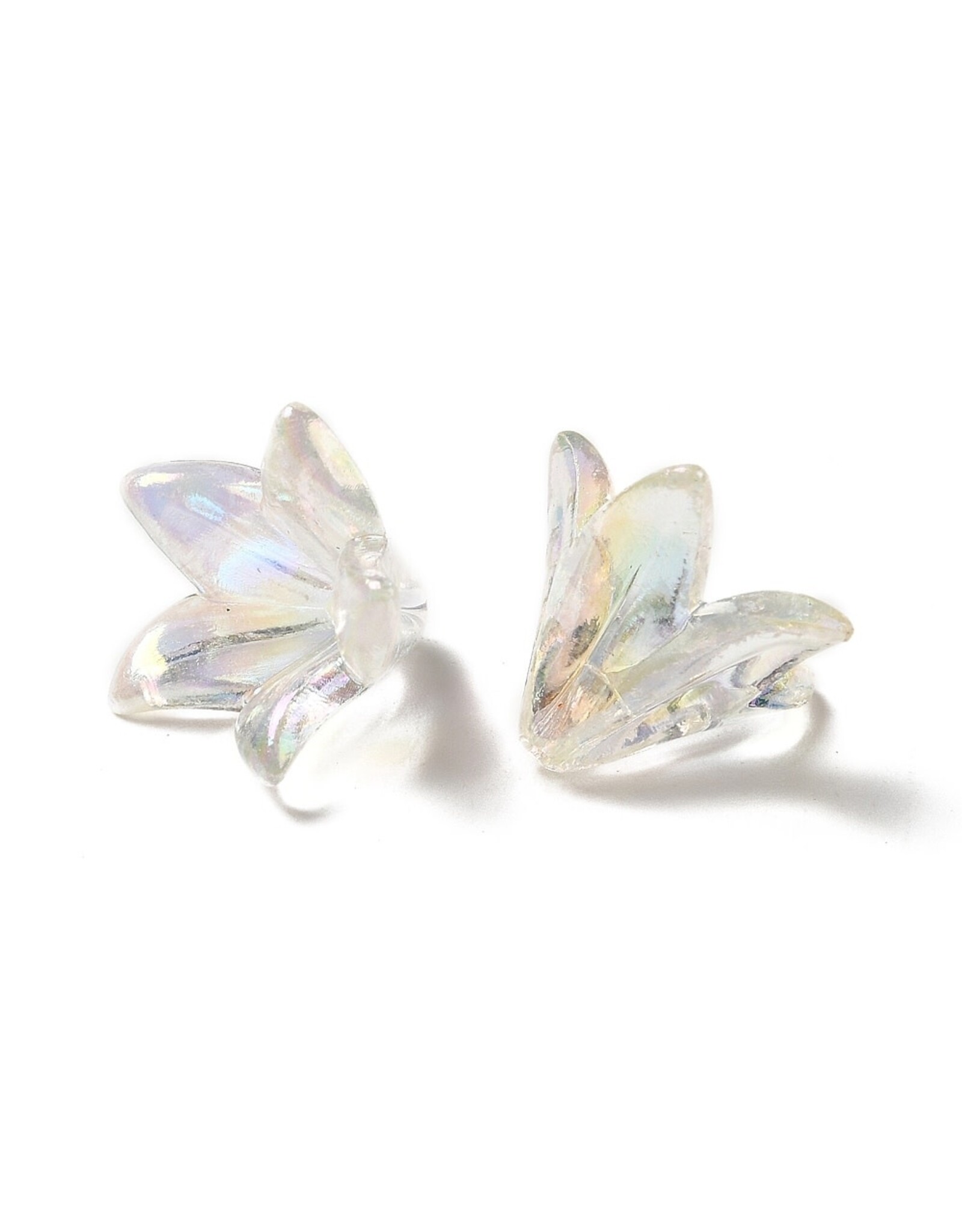 16x12mm Acrylic Lily Flower  Clear AB  x15 Pair