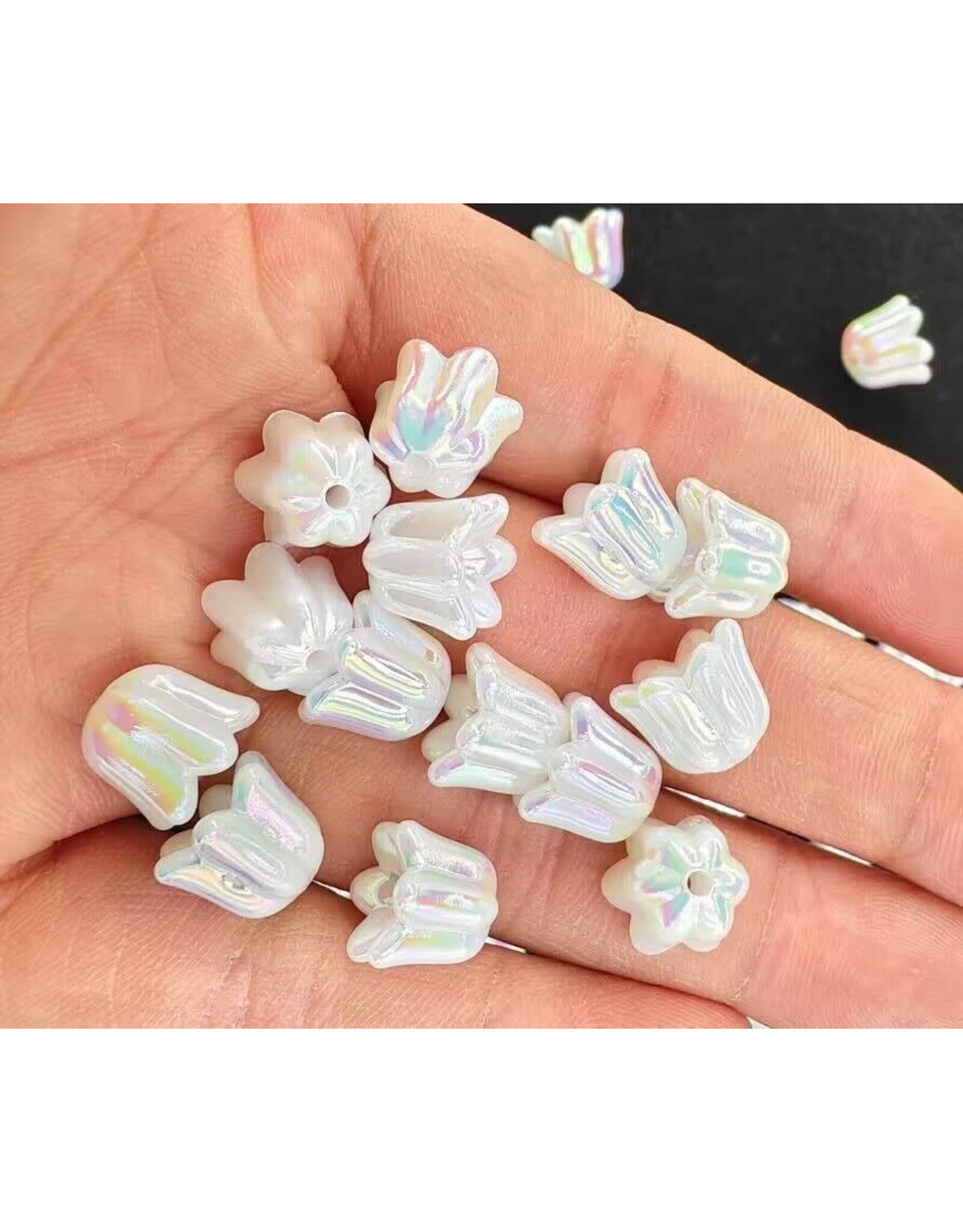 11mm Acrylic Lily of the Valley Flower White AB  x12