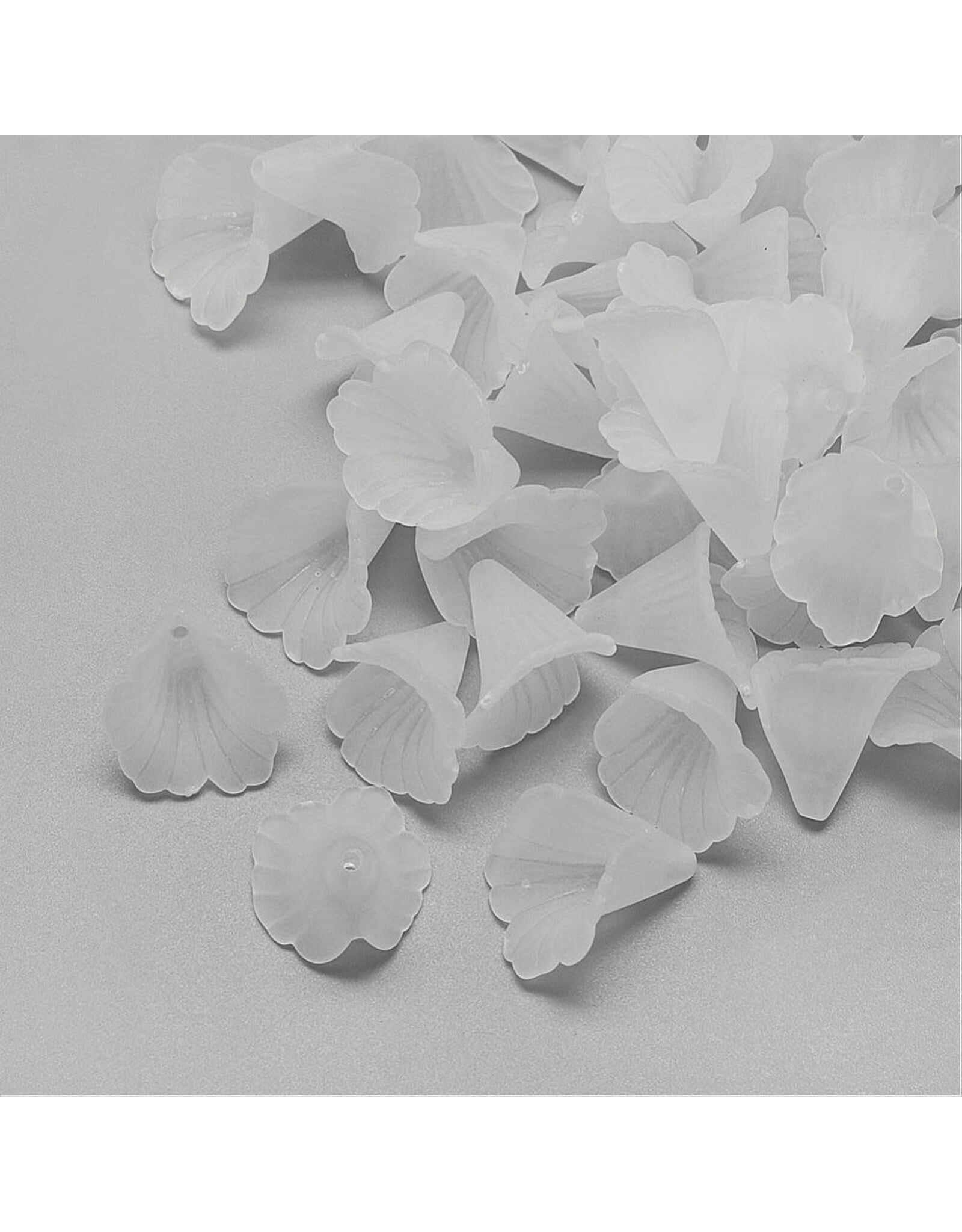 20mm Acrylic Trumpet  Flower Clear Matte  x20