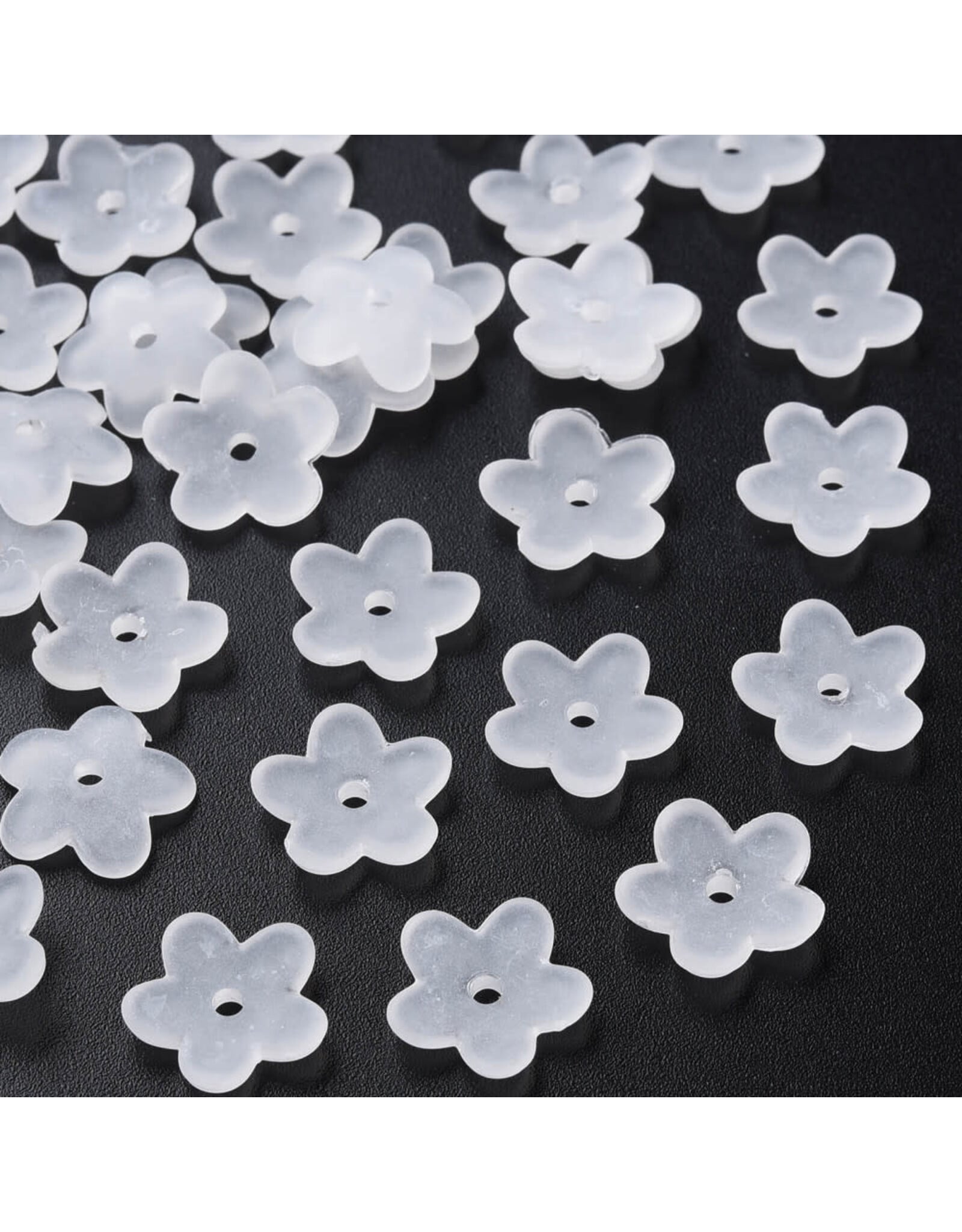 13mm Acrylic  Flower Clear Matte  x100