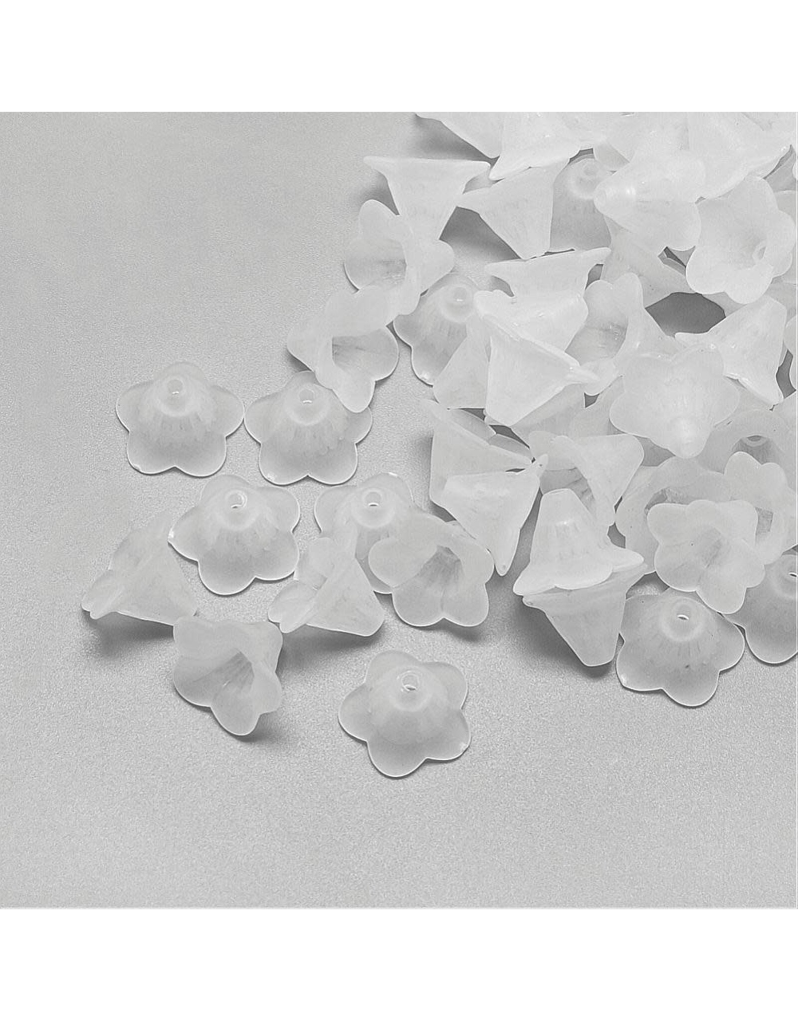 15mm Acrylic  Bell Flower  Clear Matte  x50
