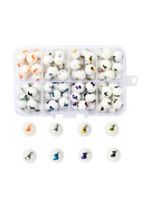 10mm Glass Round Stocking Mixed Colours   x8 Pair