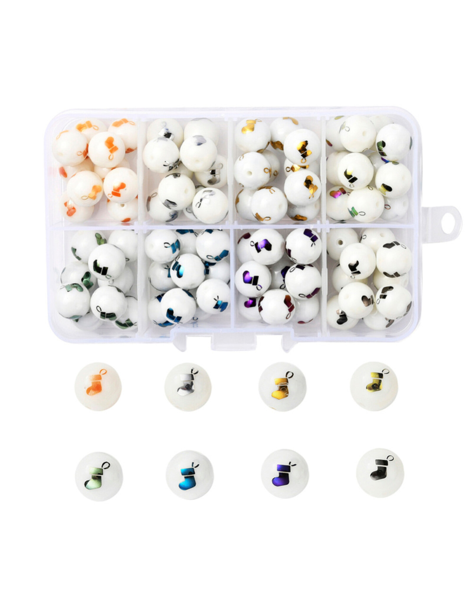 10mm Glass Round Stocking Mixed Colours   x8 Pair