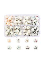 10mm Glass Round Reindeer Mixed Colours   x8 Pair