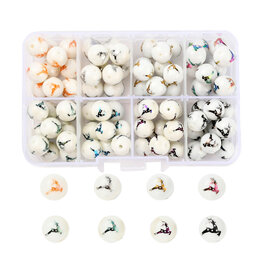 10mm Glass Round Reindeer Mixed Colours   x8 Pair