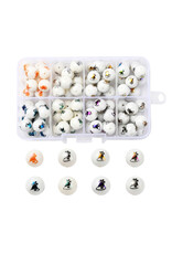 10mm Glass Round Bell Mixed Colours   x8 Pair