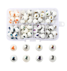 10mm Glass Round Bell Mixed Colours   x8 Pair