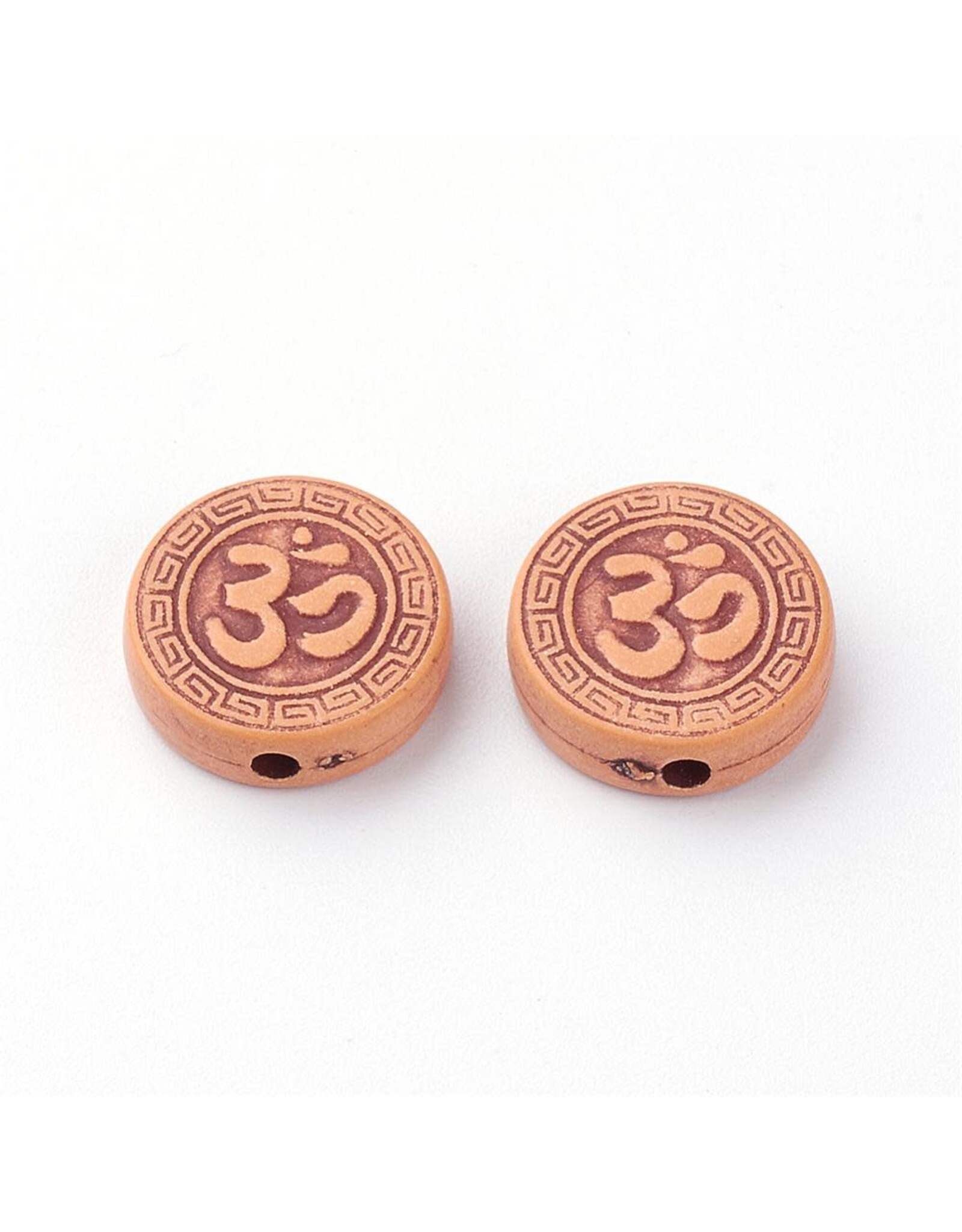 15mm Acrylic  Wood Look Ohm  Bead
