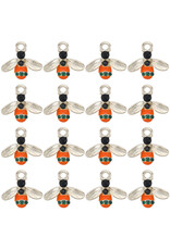 Enamel  Bee 15mm  Gold  x6  NF