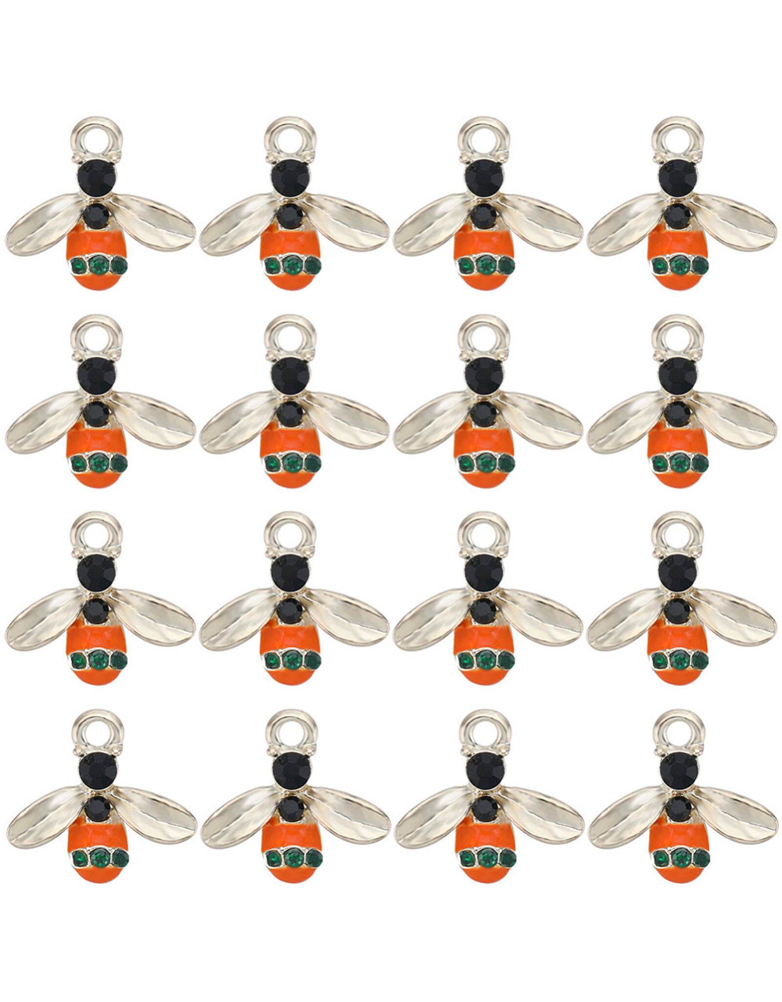 Enamel  Bee 15mm  Gold  x6  NF