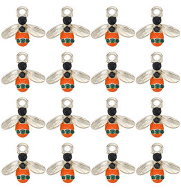 Enamel  Bee 15mm  Gold  x6  NF