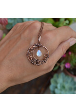 35mm Moon Necklace  Copper Plated 18'' x1