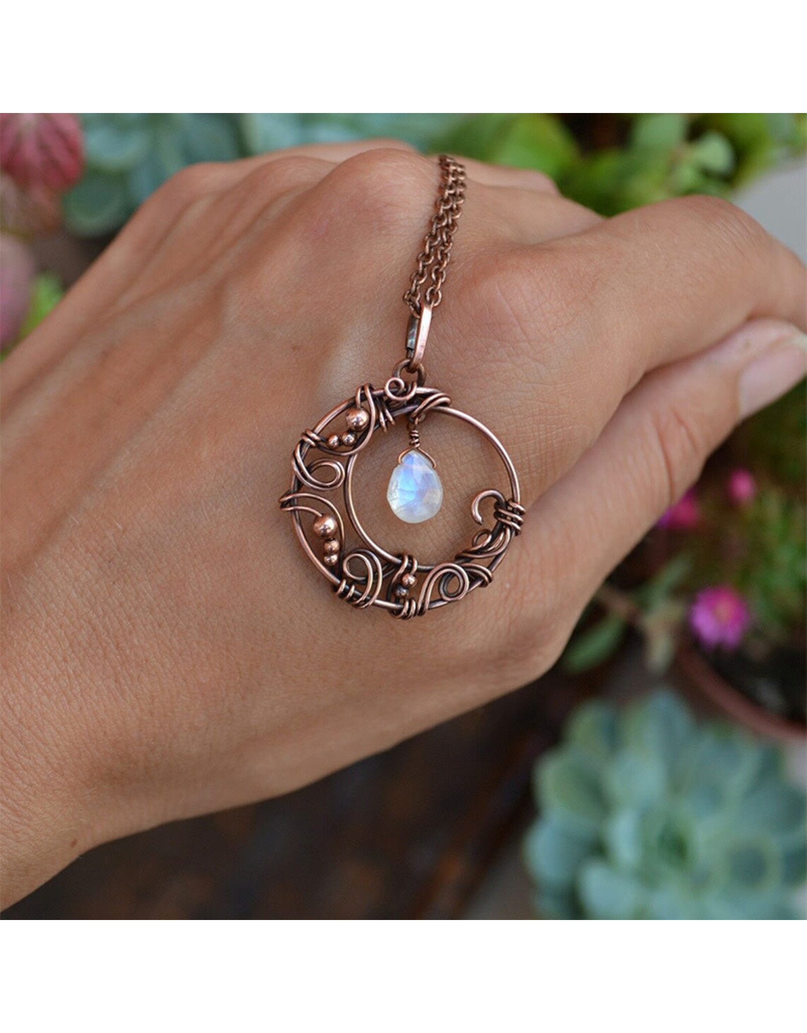 35mm Moon Necklace  Copper Plated 18'' x1