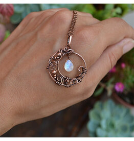35mm Moon Necklace  Copper Plated 18'' x1