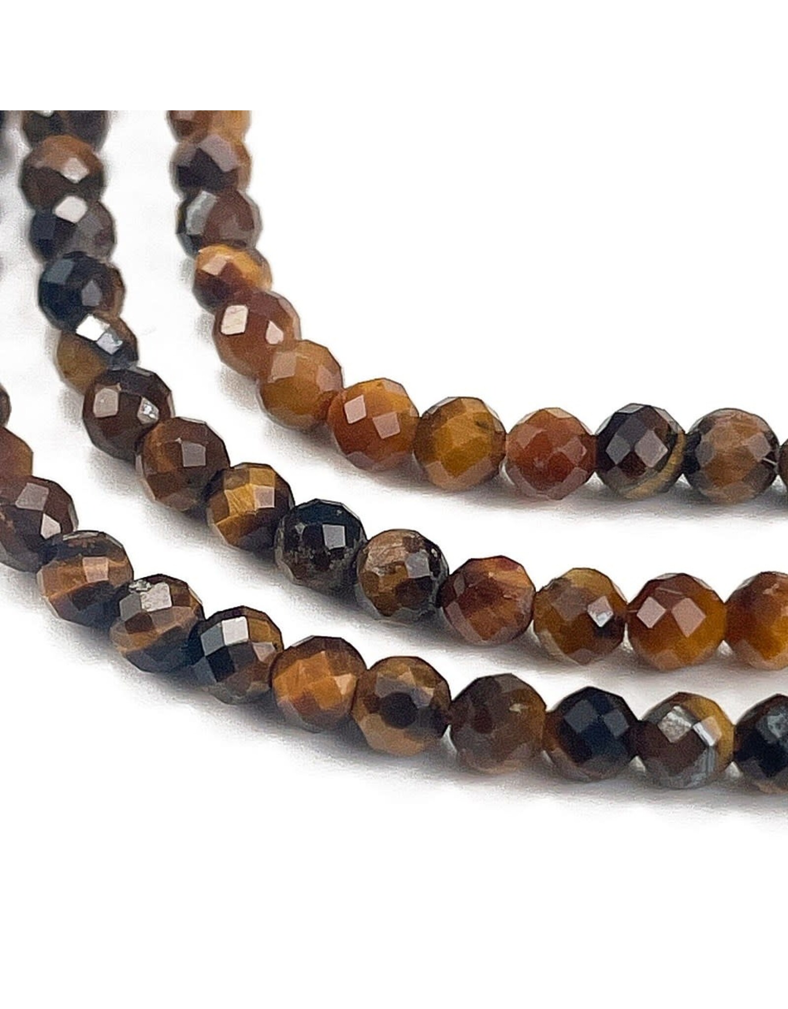 3.5mm Tiger Eye Round Facet 15” Strand