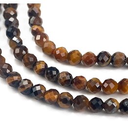 3.5mm Tiger Eye Round Facet 15” Strand