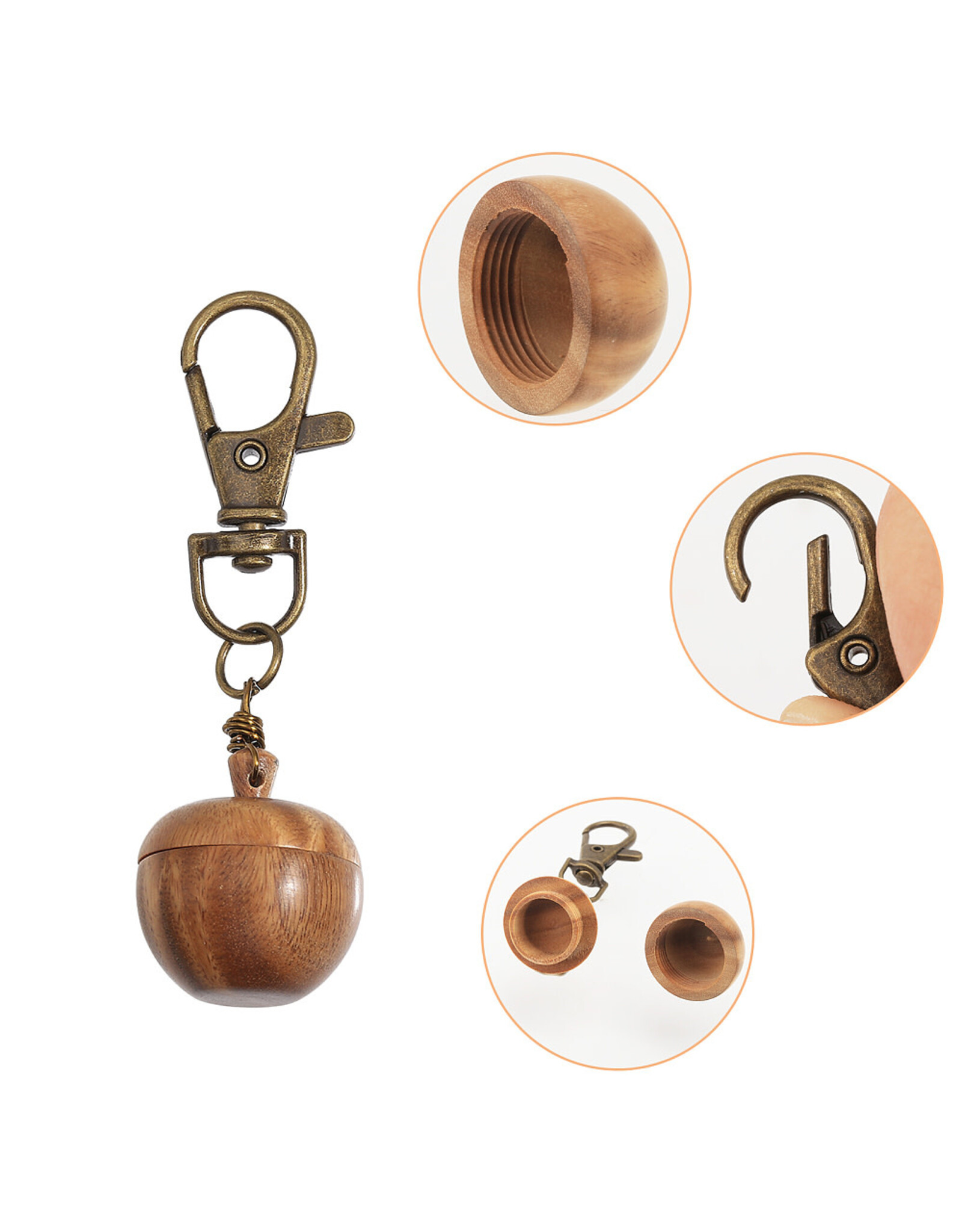 Light Wood Apple   Zipper Pull  25x22mm  x1