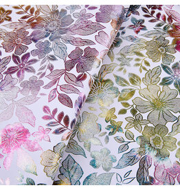 Faux Leather Beading Backing Pale Lavender Floral Metallic   .7mm  thick 8x13"