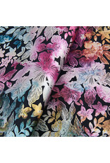 Faux Leather Beading Backing Black Floral Metallic   .7mm  thick 8x13"