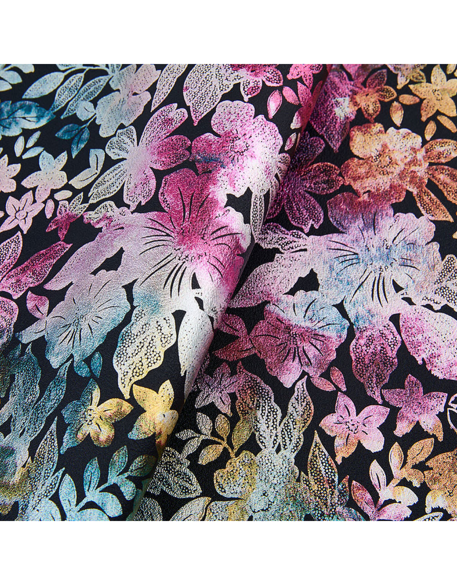 Faux Leather Beading Backing Black Floral Metallic   .7mm  thick 8x13"
