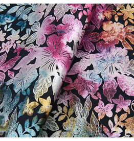 Faux Leather Beading Backing Black Floral Metallic   .7mm  thick 8x13"