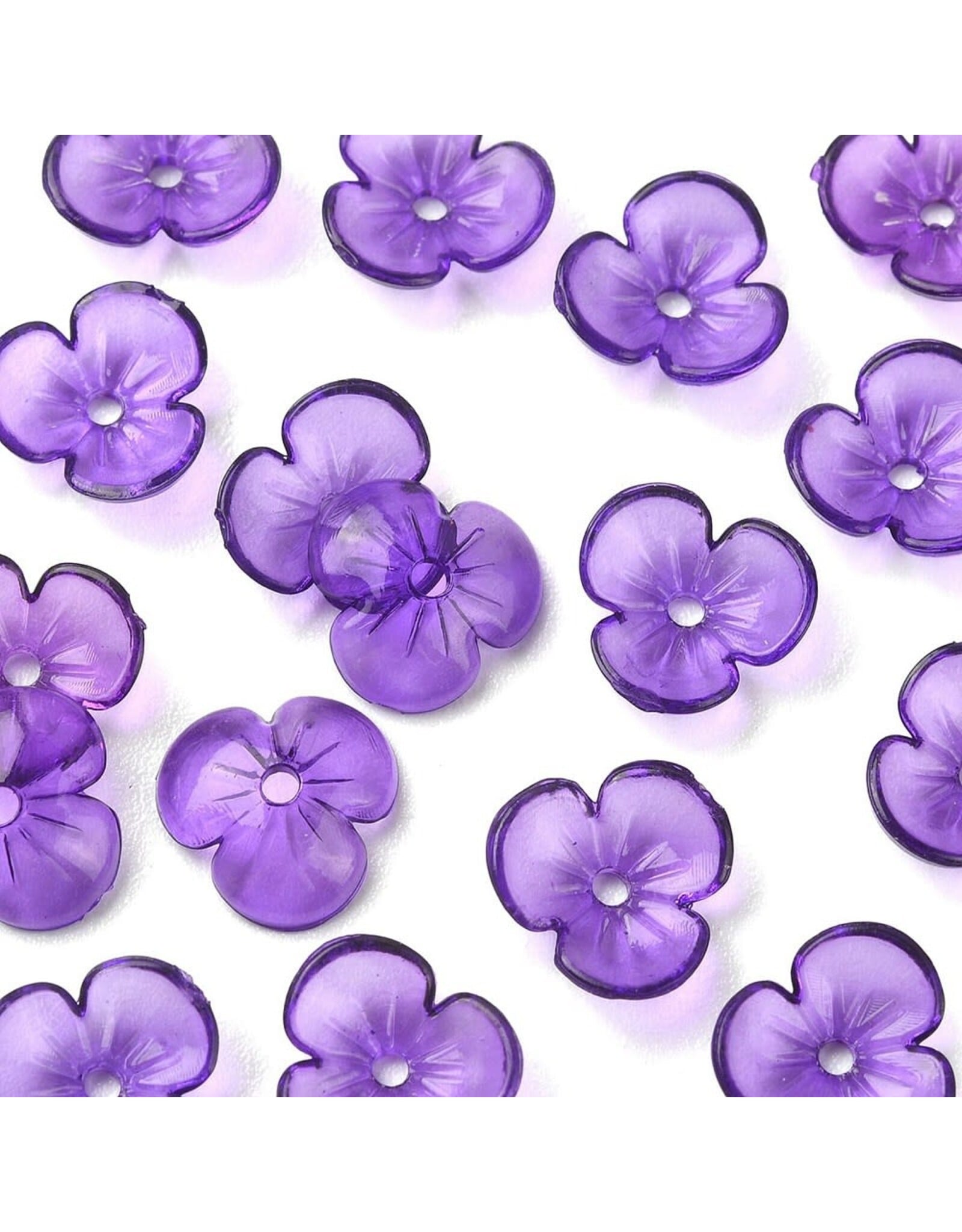 10mm Acrylic  Flower   Transparent Violet  x50
