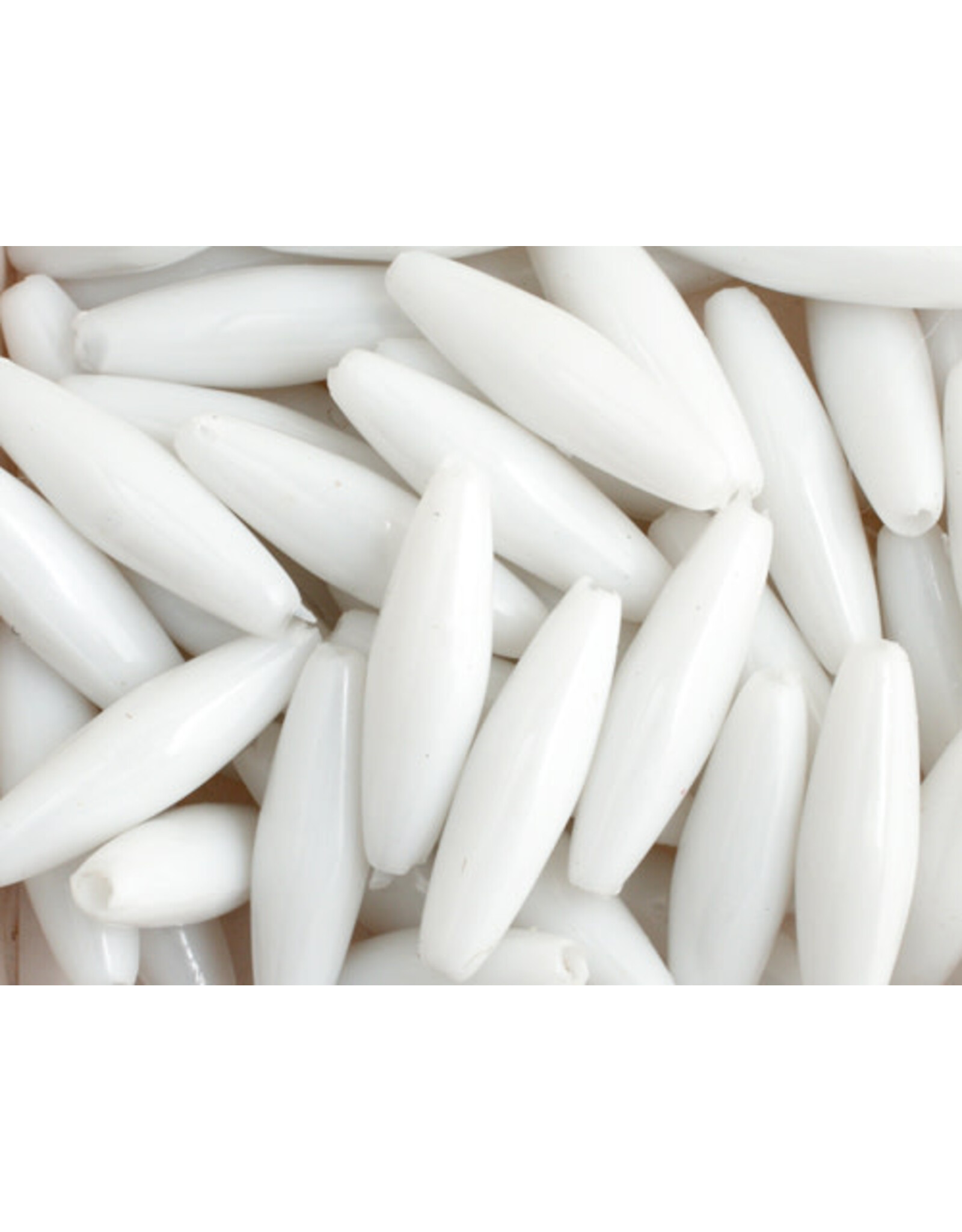 Spaghetti Beads 19x6mm Opaque White x1000