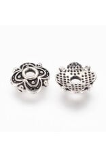 8mm Bead Cap 4 Petal Antique Silver   NF