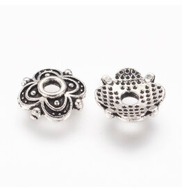 8mm Bead Cap 4 Petal Antique Silver   NF