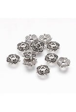8mm Bead Cap 4 Petal Antique Silver   NF