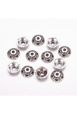 10mm Bead Cap 5 Hearts  Antique Silver  NF
