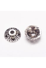 10mm Bead Cap 5 Hearts  Antique Silver  NF