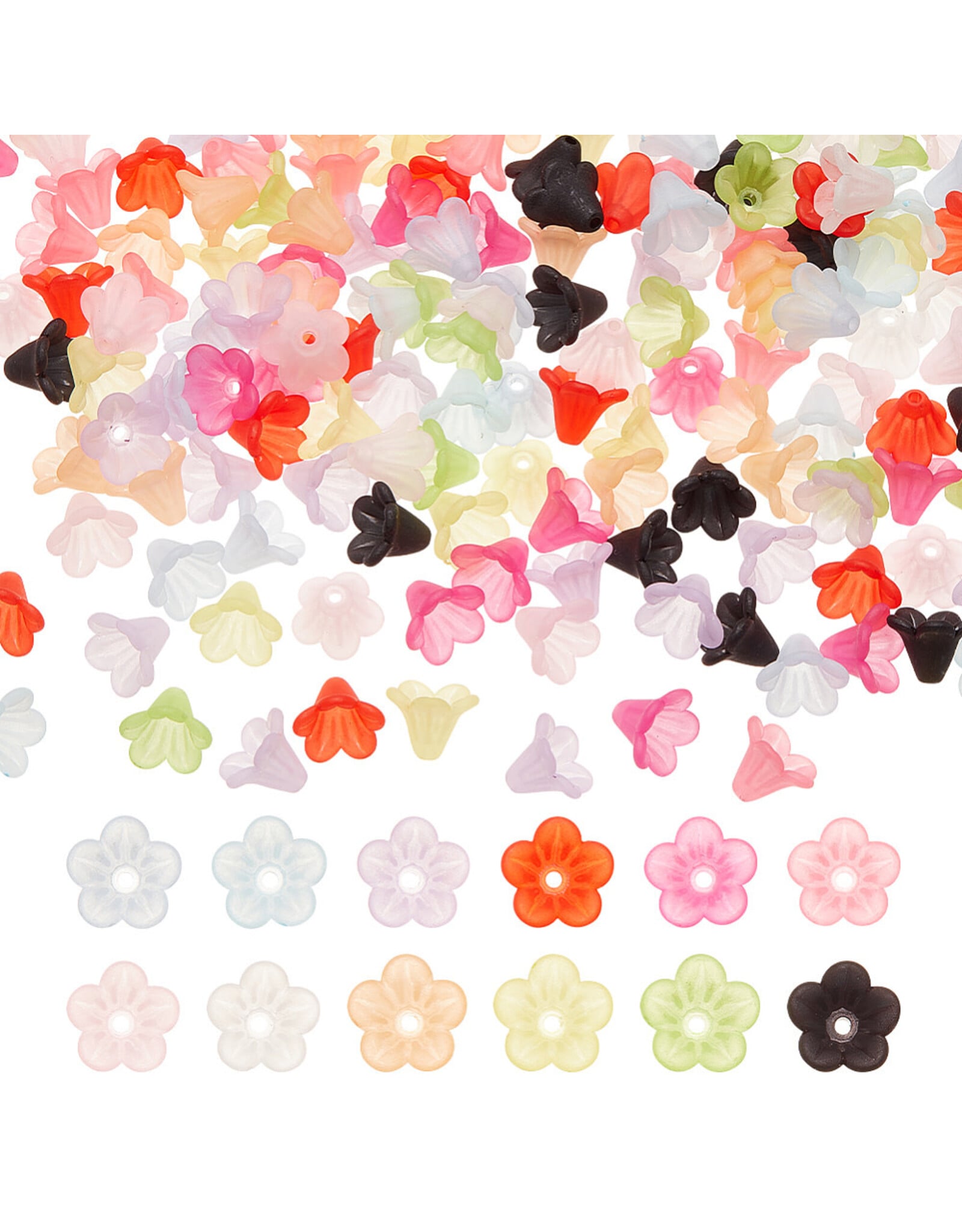 14x10mm Acrylic Bell Flower Mix Matte  x48