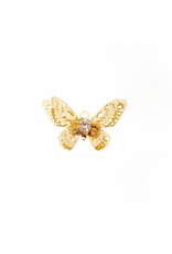 Butterfly 20mm  18k Gold Plated with Rhinestone  x1  NF